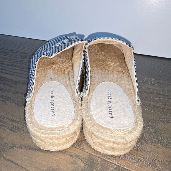 Patricia Green Gingham Glam Jewel Crystal Slip On Mule Espadrilles in Black 41 - Picture 10 of 12